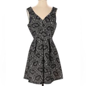 Blue Rain Black Lace V-Neck Pleated Fit & Flare Dress
